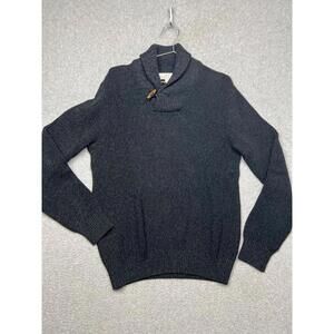 H&M Shawl Collar Sweater Mens Medium Gray Knitted Cotton Pullover Casual